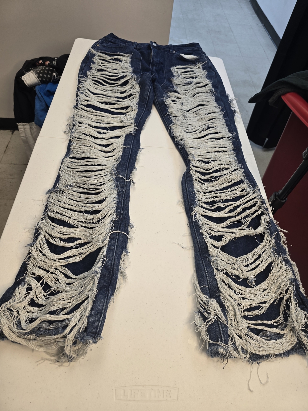Fashion Nova Women's Ripped Dark Blue Skinny Jeans